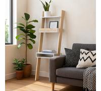 Wyld Haus Sapporo White And Natural Oak Leaning Desk With Shelves