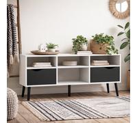 Wyld Haus Sapporo Wide Tv Unit, White Frame With Matt Black Drawers, 2 Drawers 4 Shelves