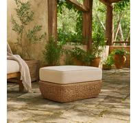 Wyld Haus Sardinia Outdoor Natural Rattan Footstool Cream Cushion in Brown Wyld Haus Brown