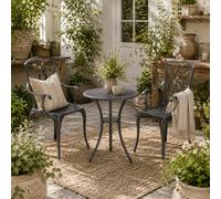Wyld Haus Sazzotti Brown Cast Aluminium 2-Seater Bistro Set With Round Table And Parasol Hole
