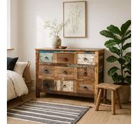 Wyld Haus Seattle Reclaimed Wood 9 Drawer Chest Coastal Rustic Wide