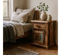 Wyld Haus Seattle Reclaimed Wood Bedside Table 1 Drawer 1 Door Rustic Coastal