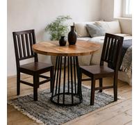 Wyld Haus Seattle Reclaimed Wood Round Dining Table With Metal Hairpin Base, Seats 4