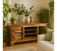 Wyld Haus Seattle Reclaimed Wood Tv Cabinet, 2 Doors, 2 Shelves, Rustic Brown