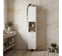 Wyld Haus Secoli Tall Slim High Gloss White Storage Cabinet 30 X 30 X 180 Cm With Drawer, Shelves And Double Doors