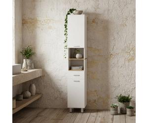 Wyld Haus Secoli Tall Slim High Gloss White Storage Cabinet 30 X 30 X 180 Cm With Drawer, Shelves And Double Doors