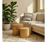Wyld Haus Sendai Oval Coffee Table Set, Matt Natural Oak Effect, Pair