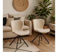 Wyld Haus Set Of 2 Acorn Cream Bouclé Swivel Dining Chairs