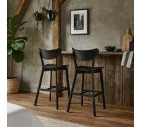 Wyld Haus Set Of 2 Saffron Black Wooden Bar Stools With Footrest