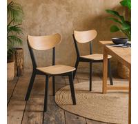 Wyld Haus Set of 2 Saffron Dining Chairs Black Lacquer Frame in Natural Wyld Haus Natural