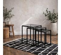 Wyld Haus Set Of 3 Frederikssund Grey Glass Nesting Coffee Tables