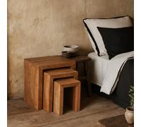 Wyld Haus Set Of 3 Manila Light Mango Wood Nesting Tables