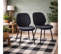 Wyld Haus Set Of 4 Larkwood Anthracite Corduroy Dining Chairs With Matt Black Legs