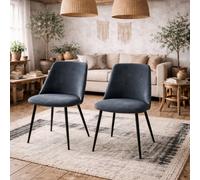 Wyld Haus Set Of 4 Svendborg Grey Upholstered Dining Chairs With Black Metal Legs