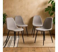 Wyld Haus Set Of 4 Venice Light Grey Fabric Dining Chairs With Black Steel Legs