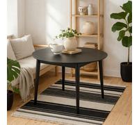Wyld Haus Shanghai Black Oak Round Extending Dining Table With Butterfly Leaf
