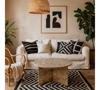Wyld Haus Singapore Latte Brown Marble Round Coffee Table 90 Cm