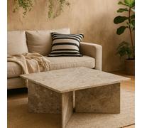Wyld Haus Singapore Latte Brown Turkish Marble Square Coffee Table 90Cm