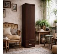 Wyld Haus Sonderborg Tall Narrow Cabinet, Dark Mahogany, 1 Door 2 Drawers