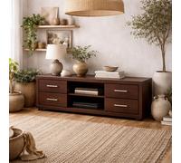 Wyld Haus Sonderborg Wide Dark Mahogany Wood Veneer Tv Cabinet 4 Drawers