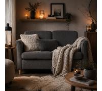 Wyld Haus Sono Dark Grey Compact 2-Seater Sofa 141Cm With Wooden Legs And Armrests