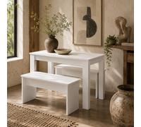 Wyld Haus Sono Fike White Compact Dining Table With 2 Benches - L110 X D70 X H75 Cm