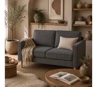 Wyld Haus Sono Vare Grey Corduroy Compact 2 Seater Sofa Storage & Wooden Legs Wyld Haus Grey