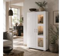 Wyld Haus Sora Coma High Gloss White Display Cabinet Glass Doors Wyld Haus White