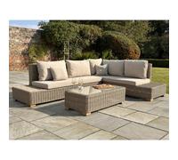 Wyld Haus Sorrento Cream Wicker Large Corner Sofa And Coffee Table Set