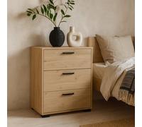 Wyld Haus Stuttgart Natural Oak 3-Drawer Chest With Black Metal Handles