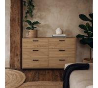 Wyld Haus Stuttgart Natural Oak 6-Drawer Chest With Black Metal Knobs