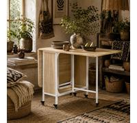 Wyld Haus Suni Reta Drop Leaf Dining Table - Natural Wood And White, Seats 6