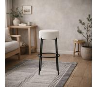 Wyld Haus Tanji Ivory Bou ounter Stool Black Metal Legs Wyld Haus Ivory