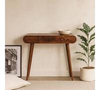 Wyld Haus Tha Ruea Chestnut Mango Wood Dressing Table with Foldable Mirror in Brown Wyld Haus Brown