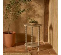 Wyld Haus Thui Grey Round Wooden Side Table With Bottom Shelf, 600mm H X 450mm Diameter