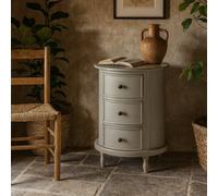 Wyld Haus Thuy Grey Wood Half Moon 3 Drawer Round Side Table, Matt Finish, 450X660X450mm