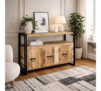 Wyld Haus Toivakka Industrial Reclaimed Wood And Metal Sideboard, 3 Doors