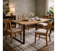 Wyld Haus Toivakka Industrial Reclaimed Wood Dining Table With Iron Edging, 1500mm