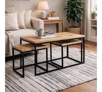 Wyld Haus Toivakka Set Of 3 Industrial Reclaimed Wood Nesting Coffee Tables