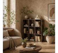 Wyld Haus Toleel 9-Cube Rustic Brown Storage Bookcase 91W X 29.5D X 91H Cm