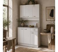 Wyld Haus Tovesu White & Grey Large Kitchen Cupboard 6 Doors 1 Drawer Wyld Haus White