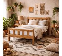 Wyld Haus Tralee 4Ft6 Double Bed Brown Solid Wood Slatted Headboard And Footboard