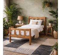 Wyld Haus Tralee Brown 3Ft Single Wooden Bed Frame With Slatted Headboard And Footboard