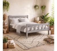 Wyld Haus Tralee Grey Washed 5Ft King Wooden Bed With Panelled Headboard And Footboard