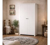 Wyld Haus Tralee Panelled White Washed Pine 2 Door Wardrobe Wyld Haus White