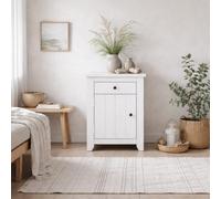 Wyld Haus Tralee Panelled White-Washed Pine Bedside Table 655 X 530 X 390 mm (H X W X D)