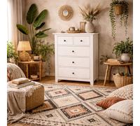 Wyld Haus Tralee White Washed Pine 3+2 Drawer Chest Solid Wood Storage Wyld Haus White