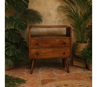 Wyld Haus Trento Curved 2-Drawer Mango Wood Console Table, Chestnut