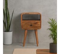 Wyld Haus Trento Mini Oak Mango Wood Curve Open Bedside Table