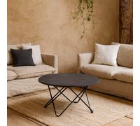 Wyld Haus Turin Round Coffee Table Black Marble Effect Top & Geometric Steel Base